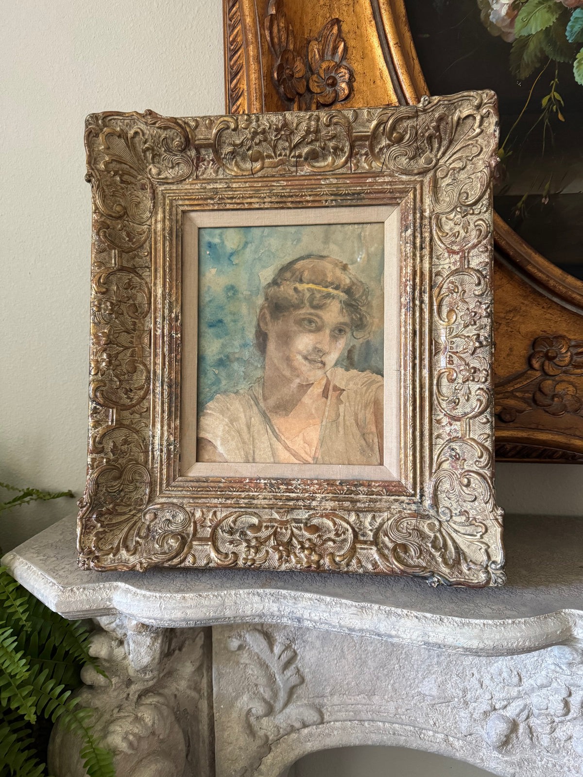 Neoclassical Watercolor Portrait of a Youth