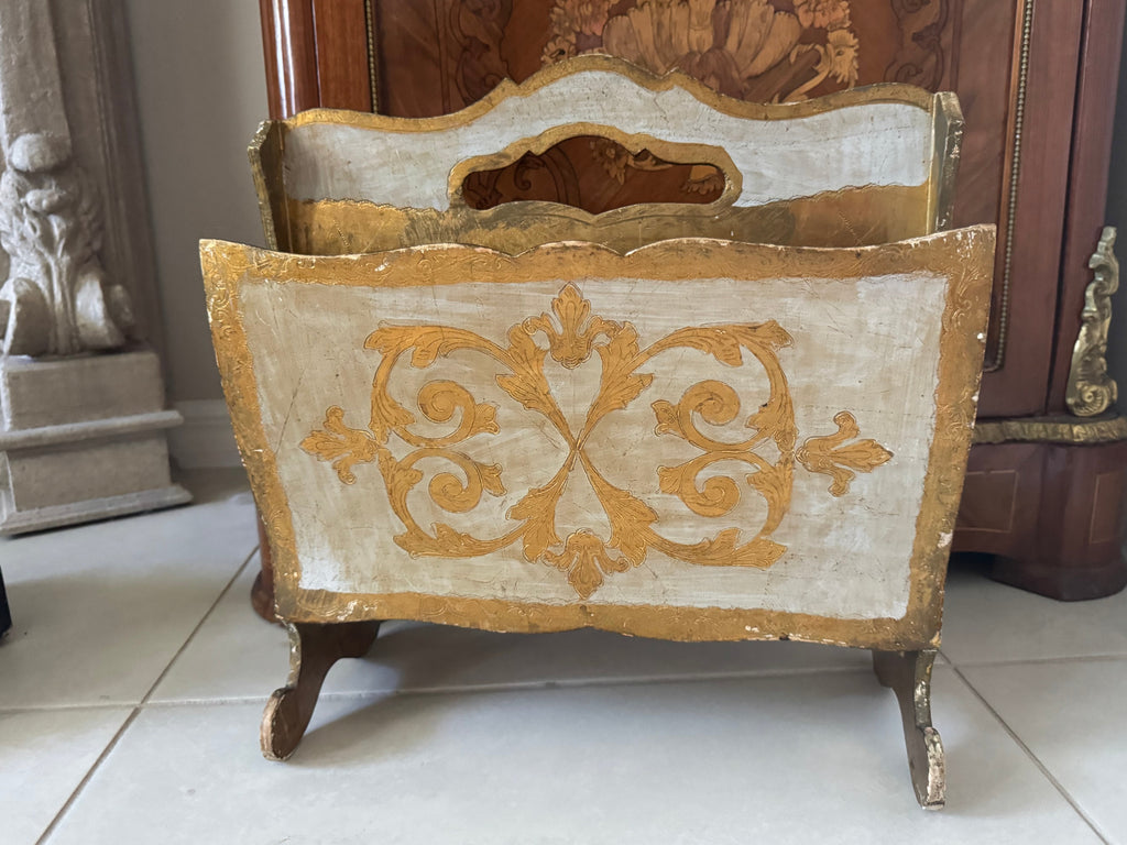 Vintage Italian Florentine Giltwood Magazine Rack