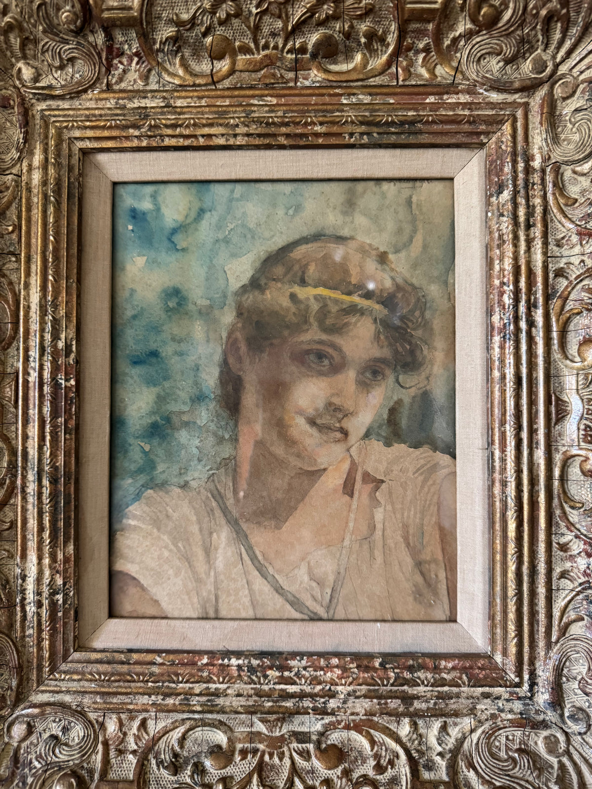 Neoclassical Watercolor Portrait of a Youth