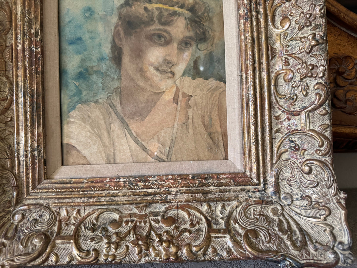 Neoclassical Watercolor Portrait of a Youth