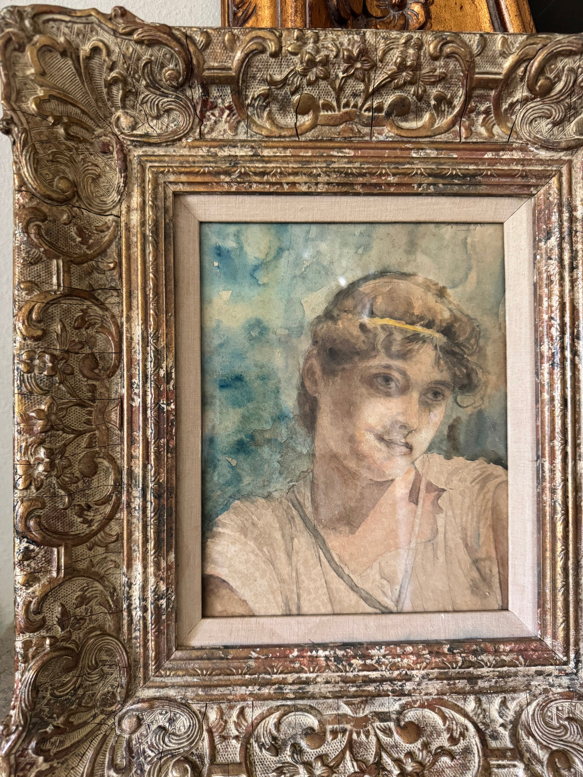Neoclassical Watercolor Portrait of a Youth