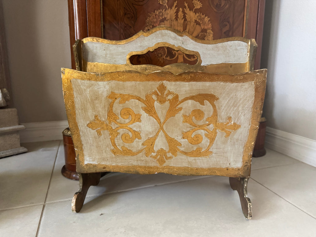 Vintage Italian Florentine Giltwood Magazine Rack