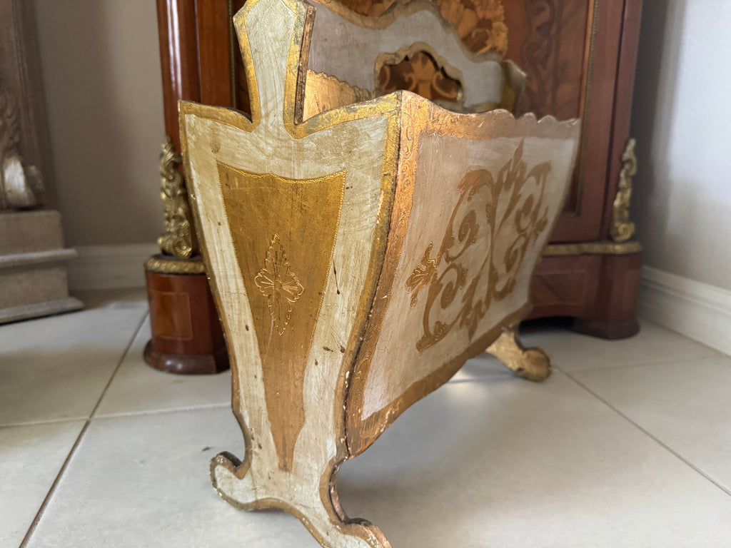 Vintage Italian Florentine Giltwood Magazine Rack