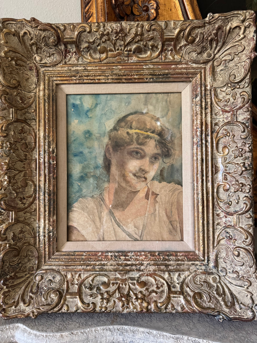 Neoclassical Watercolor Portrait of a Youth