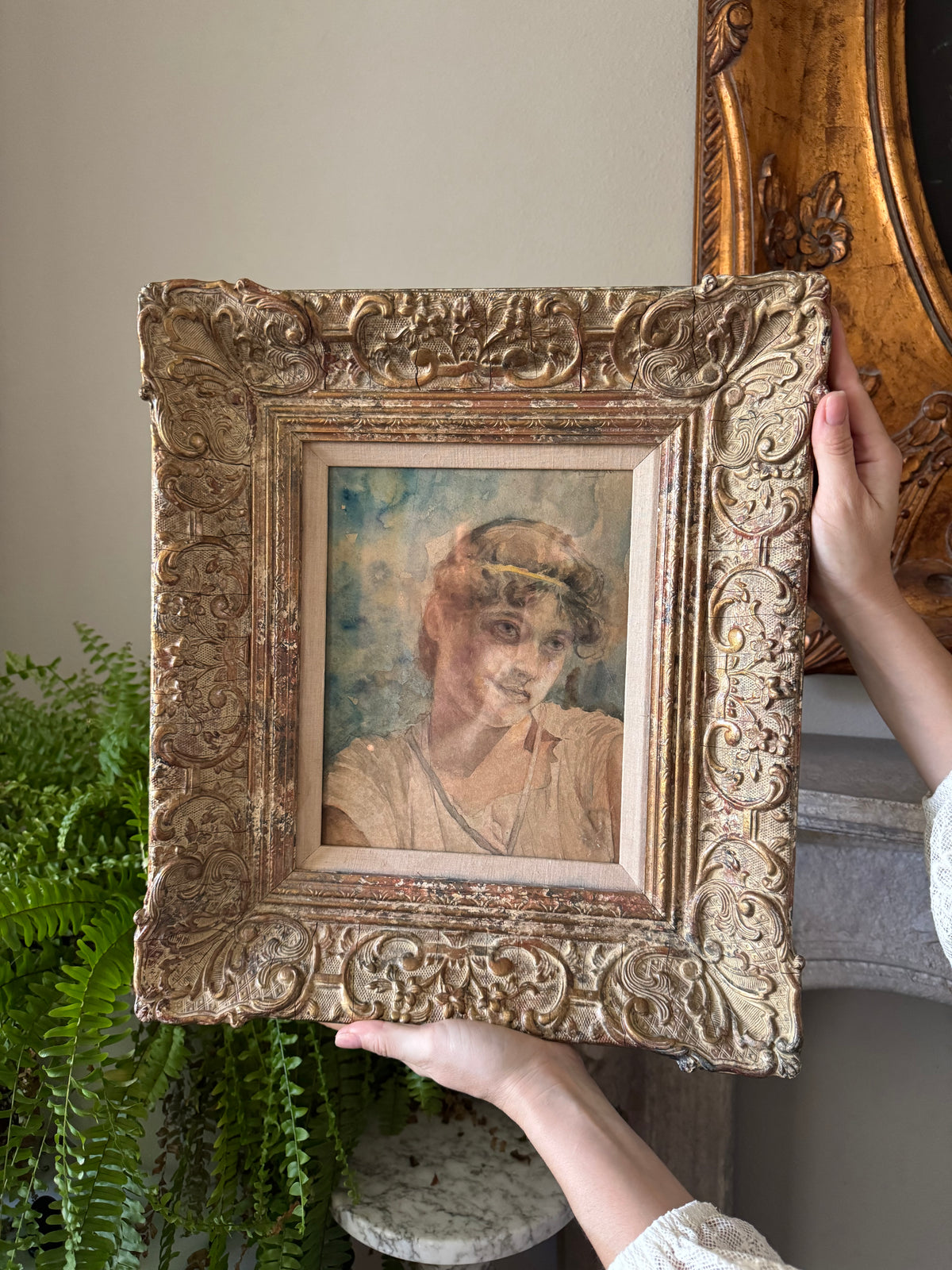 Neoclassical Watercolor Portrait of a Youth