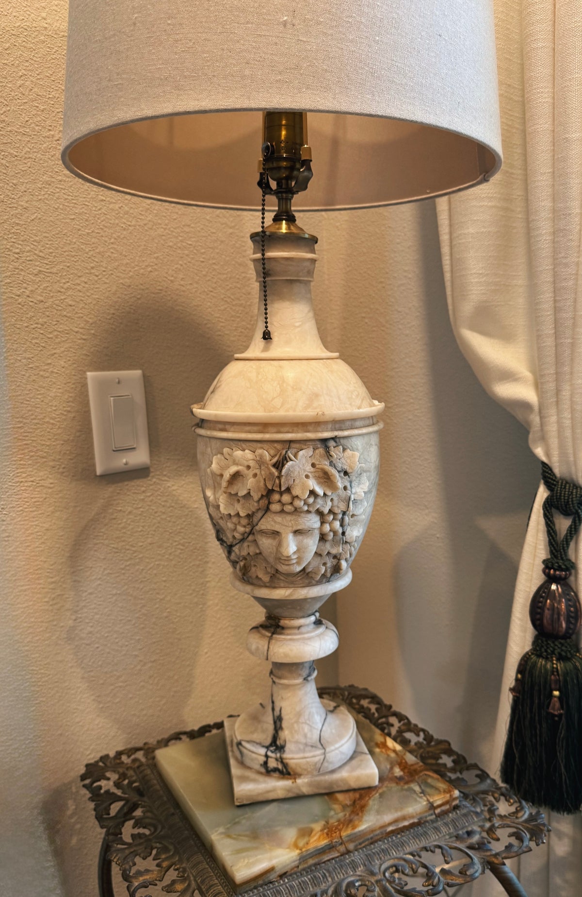 Italian Carved Alabaster Table Lamp